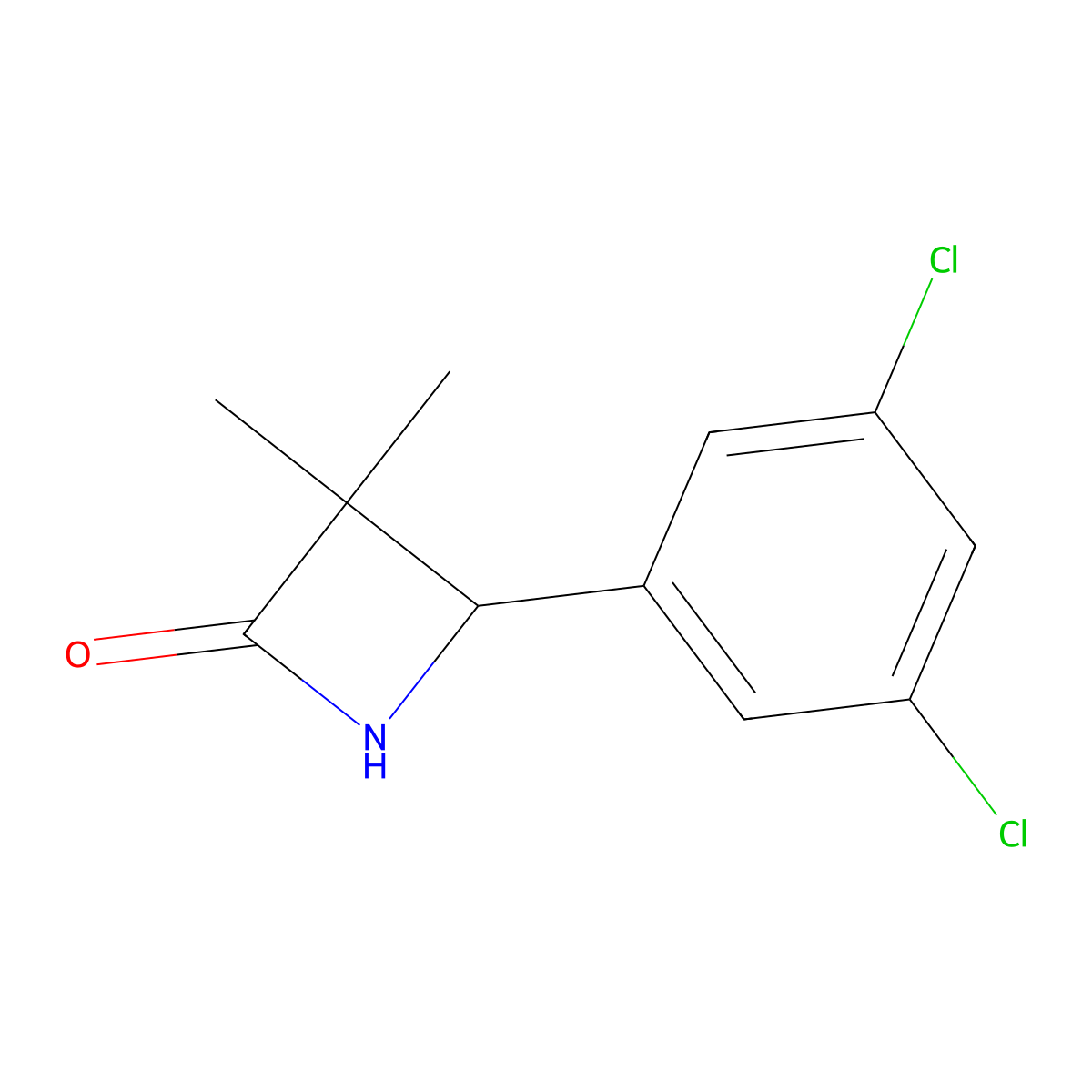 4-(3,5-Dichlorophenyl)-3,3-dimethylazetidin-2-one molecular structure, CAS 1872972-95-6