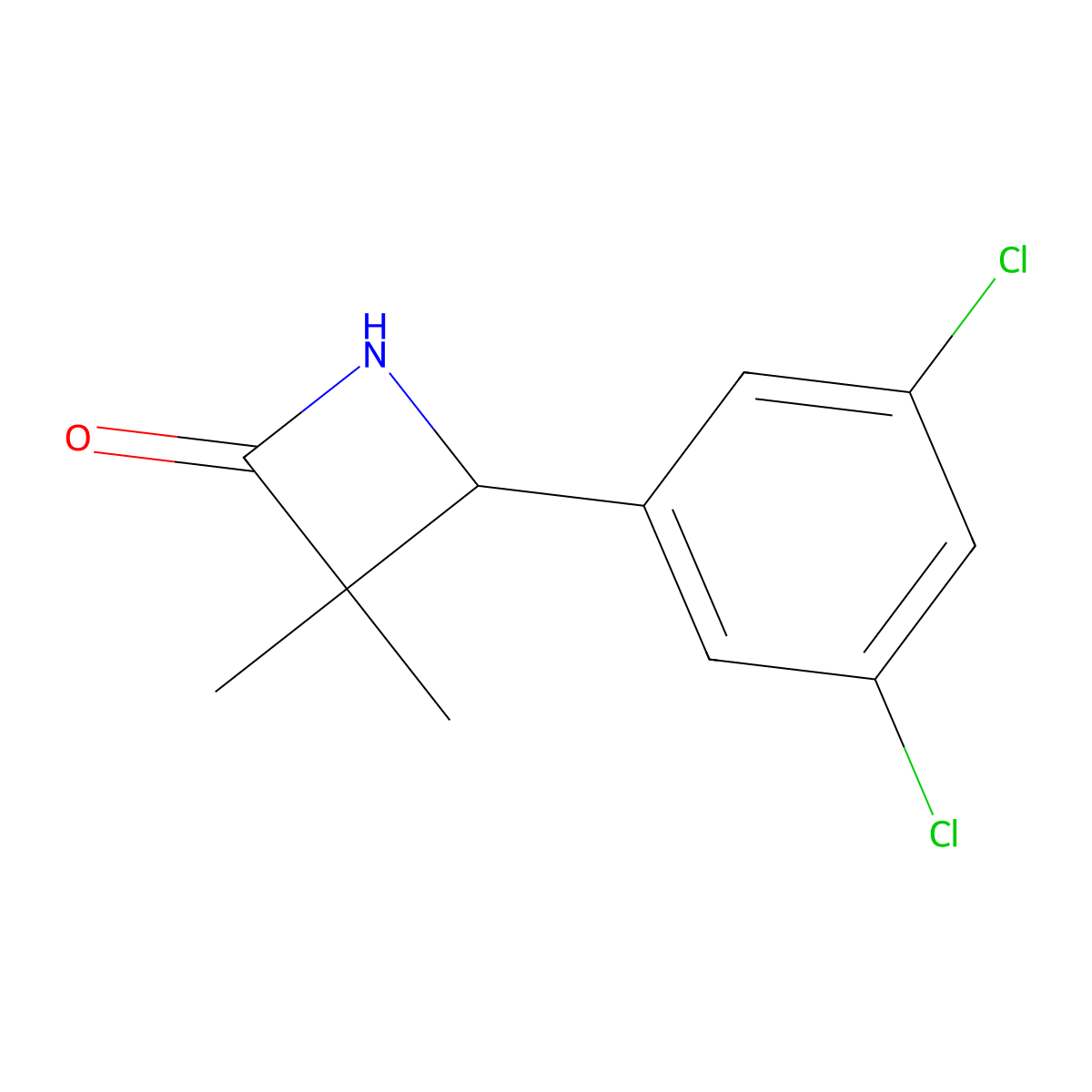 4-(3,5-Dichlorophenyl)-3,3-dimethylazetidin-2-one molecular structure, CAS 1872972-95-6