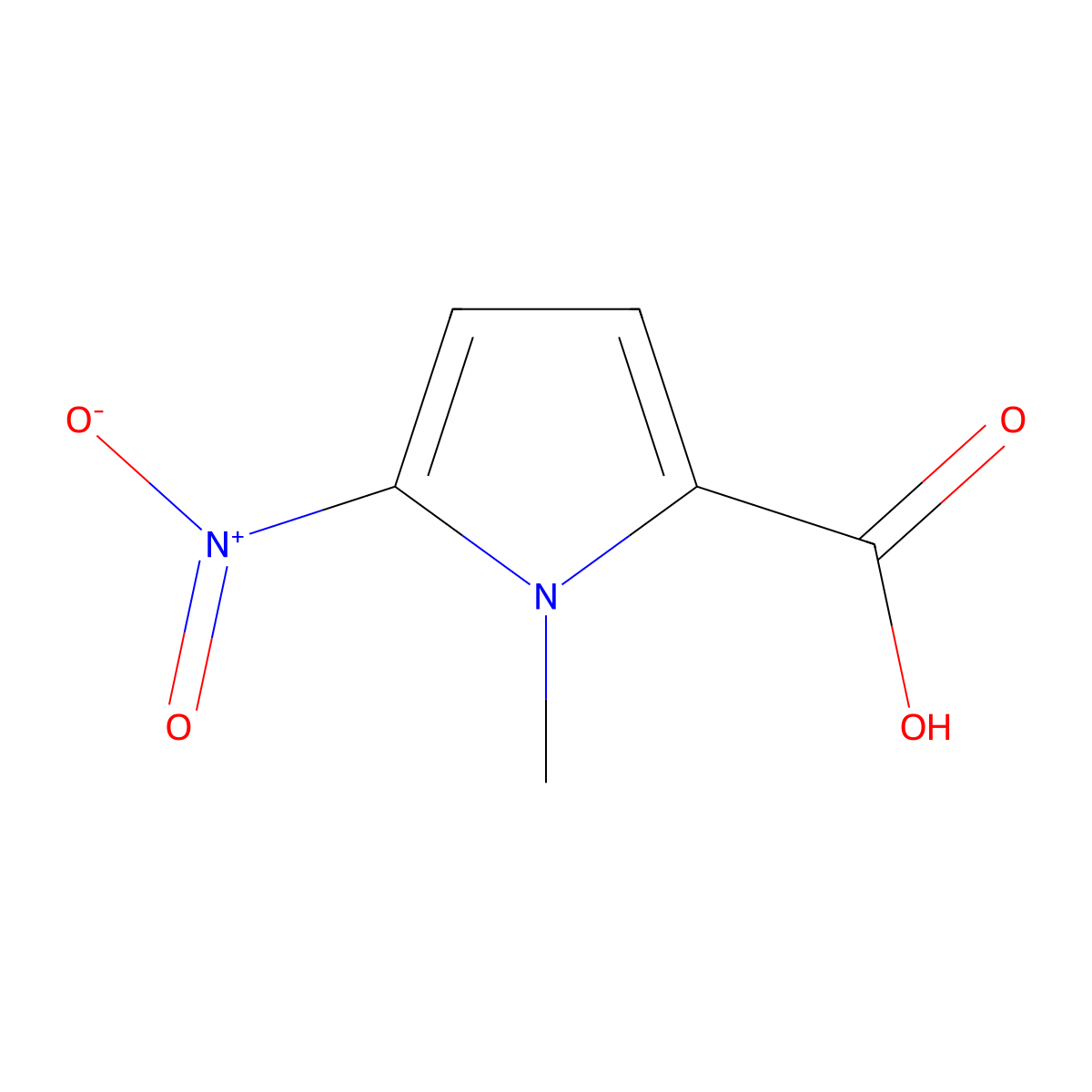 1-Methyl-5-nitro-1H-pyrrole-2-carboxylic acid molecular structure, CAS 1873-12-7