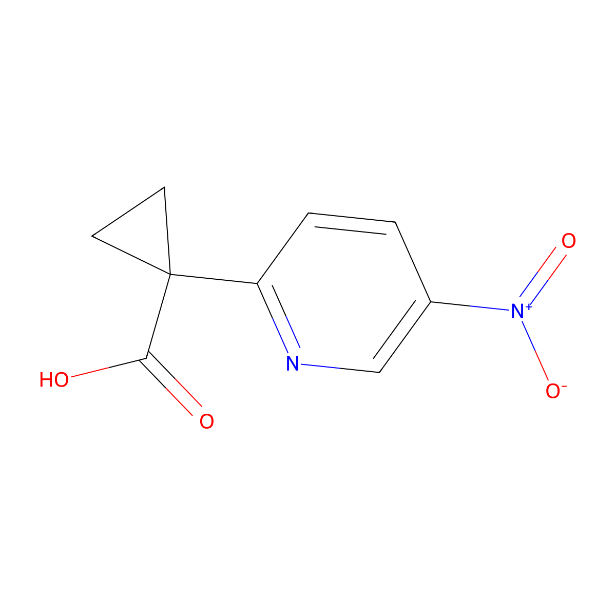 1-(5-Nitropyridin-2-yl)cyclopropane-1-carboxylicacid molecular structure, CAS 1873115-31-1