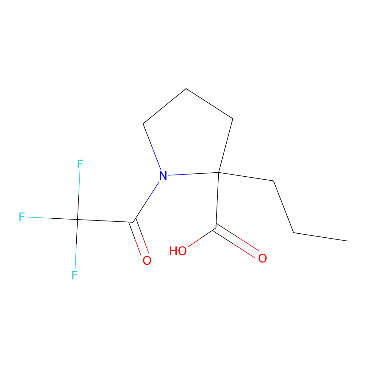 2-Propyl-1-(trifluoroacetyl)pyrrolidine-2-carboxylic acid molecular structure, CAS 1873178-07-4