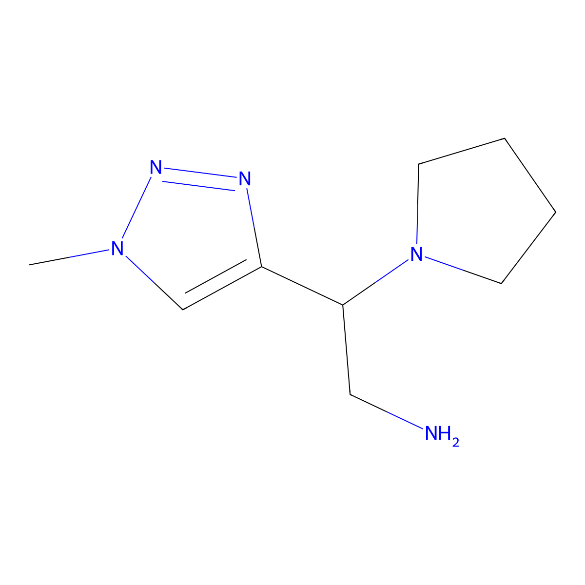2-(1-methyl-1H-1,2,3-triazol-4-yl)-2-(pyrrolidin-1-yl)ethan-1-amine molecular structure, CAS 1873207-44-3