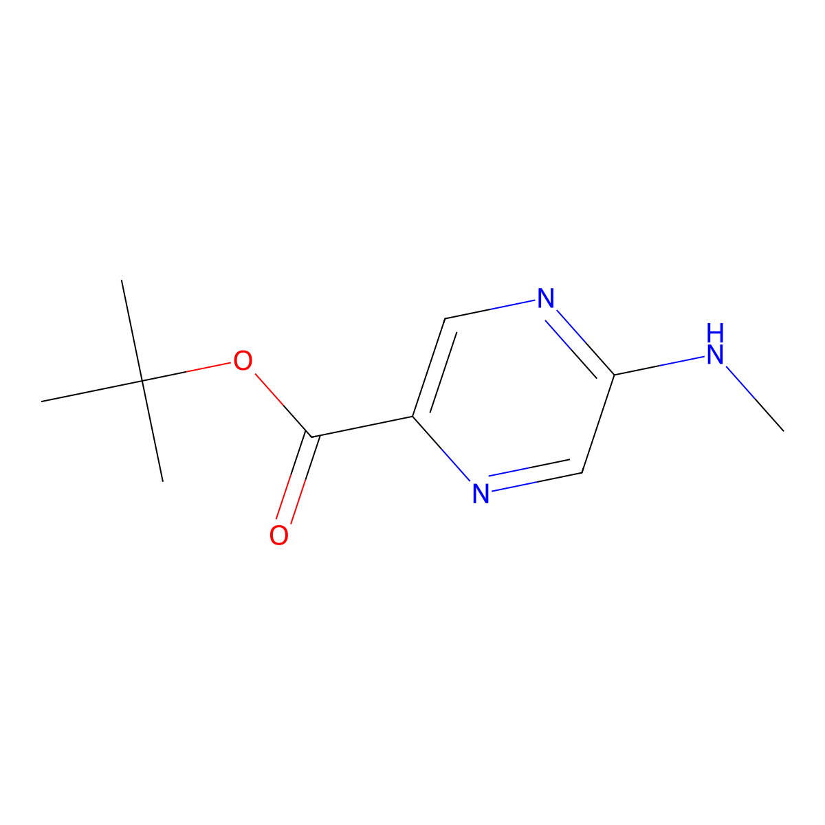 Tert-butyl 5-(methylamino)pyrazine-2-carboxylate molecular structure, CAS 1873238-79-9
