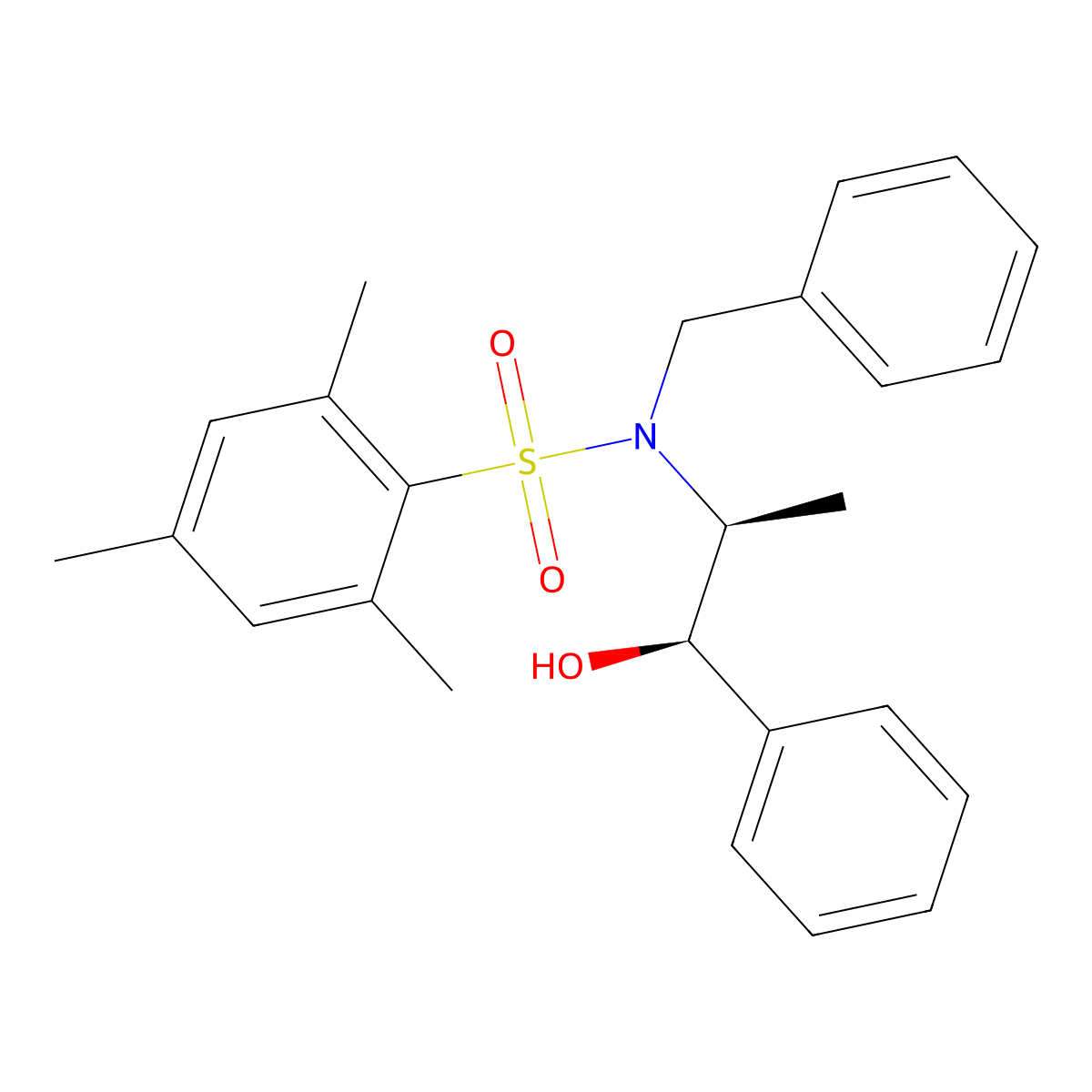 N-Benzyl-N-((1R,2S)-1-hydroxy-1-phenylpropan-2-yl)-2,4,6-trimethylbenzene-1-sulfonamide molecular structure, CAS 187324-63-6