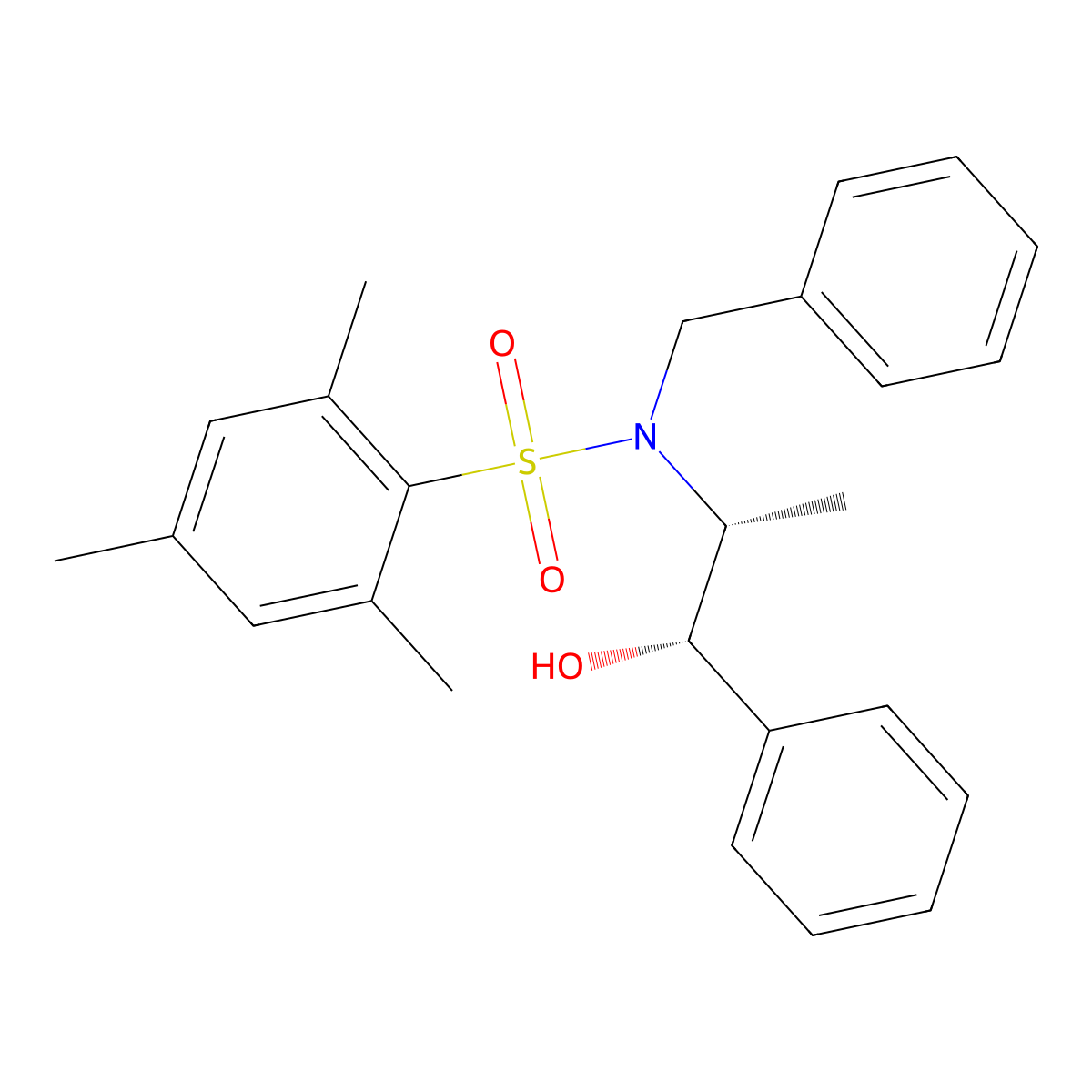 N-Benzyl-N-((1S,2R)-1-hydroxy-1-phenylpropan-2-yl)-2,4,6-trimethylbenzenesulfonamide molecular structure, CAS 187324-64-7