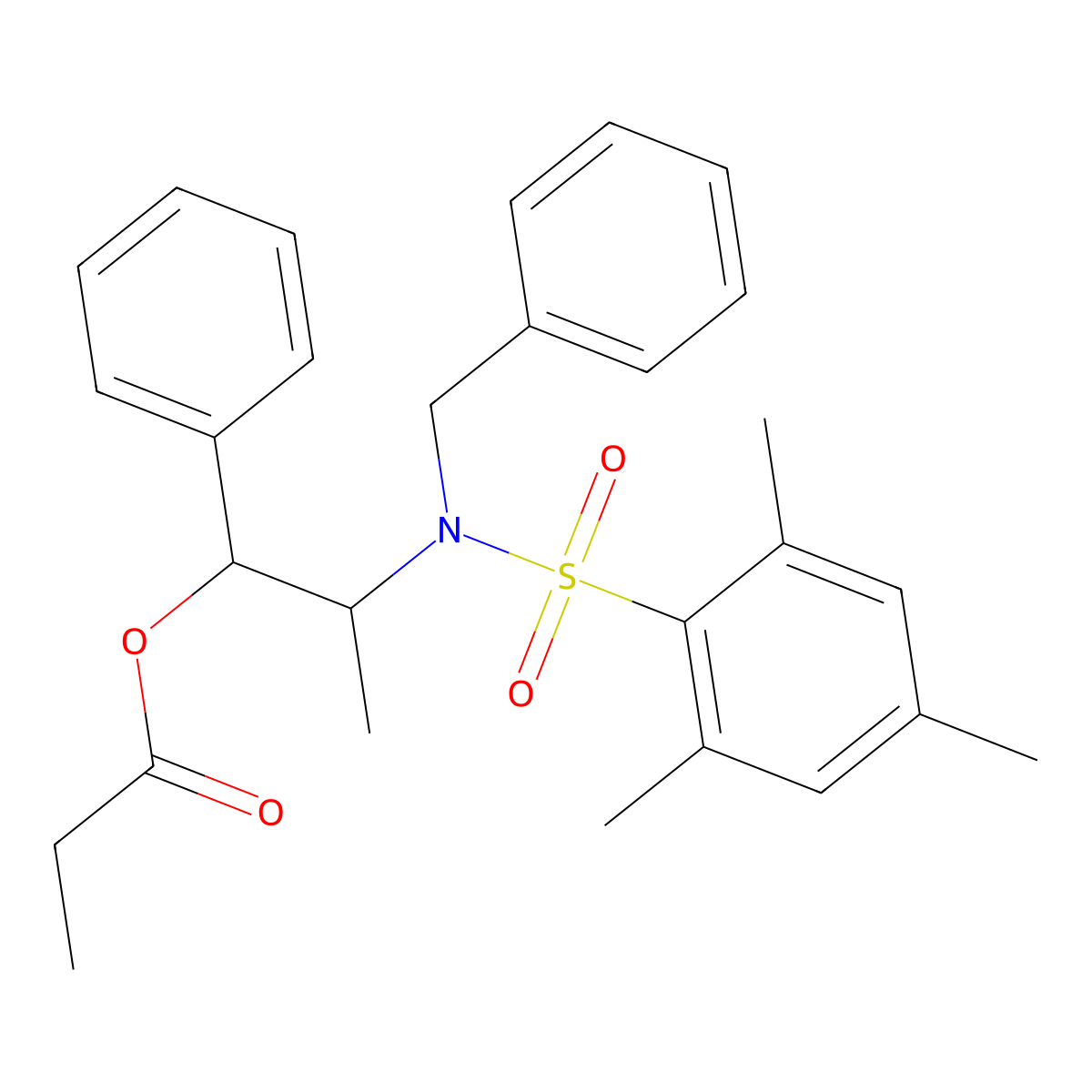 Propionic Acid (1S,2R)-2-[N-Benzyl-N-(mesitylenesulfonyl)amino]-1-phenylpropyl Ester molecular structure, CAS 187324-67-0
