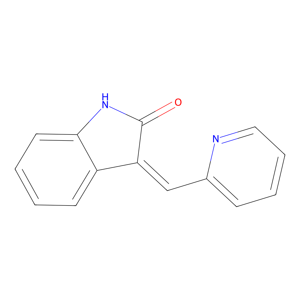 (3Z)-3-(pyridin-2-ylmethylidene)-1H-indol-2-one molecular structure, CAS 187325-53-7