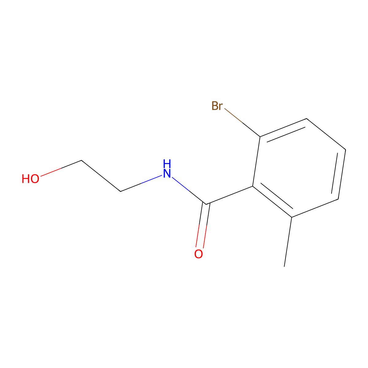 2-Bromo-N-(2-hydroxyethyl)-6-methylbenzamide molecular structure, CAS 1873250-29-3