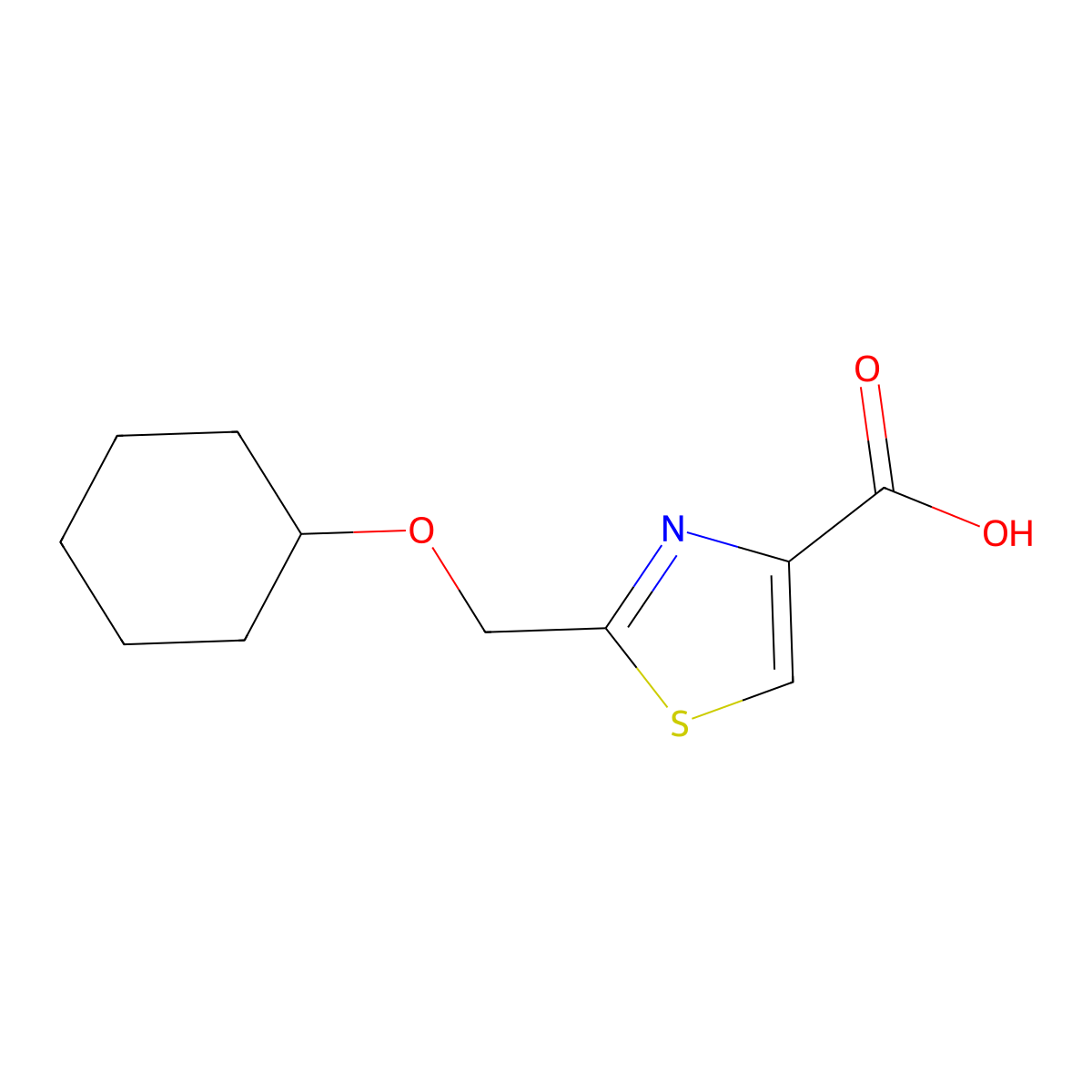 2-((Cyclohexyloxy)methyl)-1,3-thiazole-4-carboxylic acid molecular structure, CAS 1873275-19-4