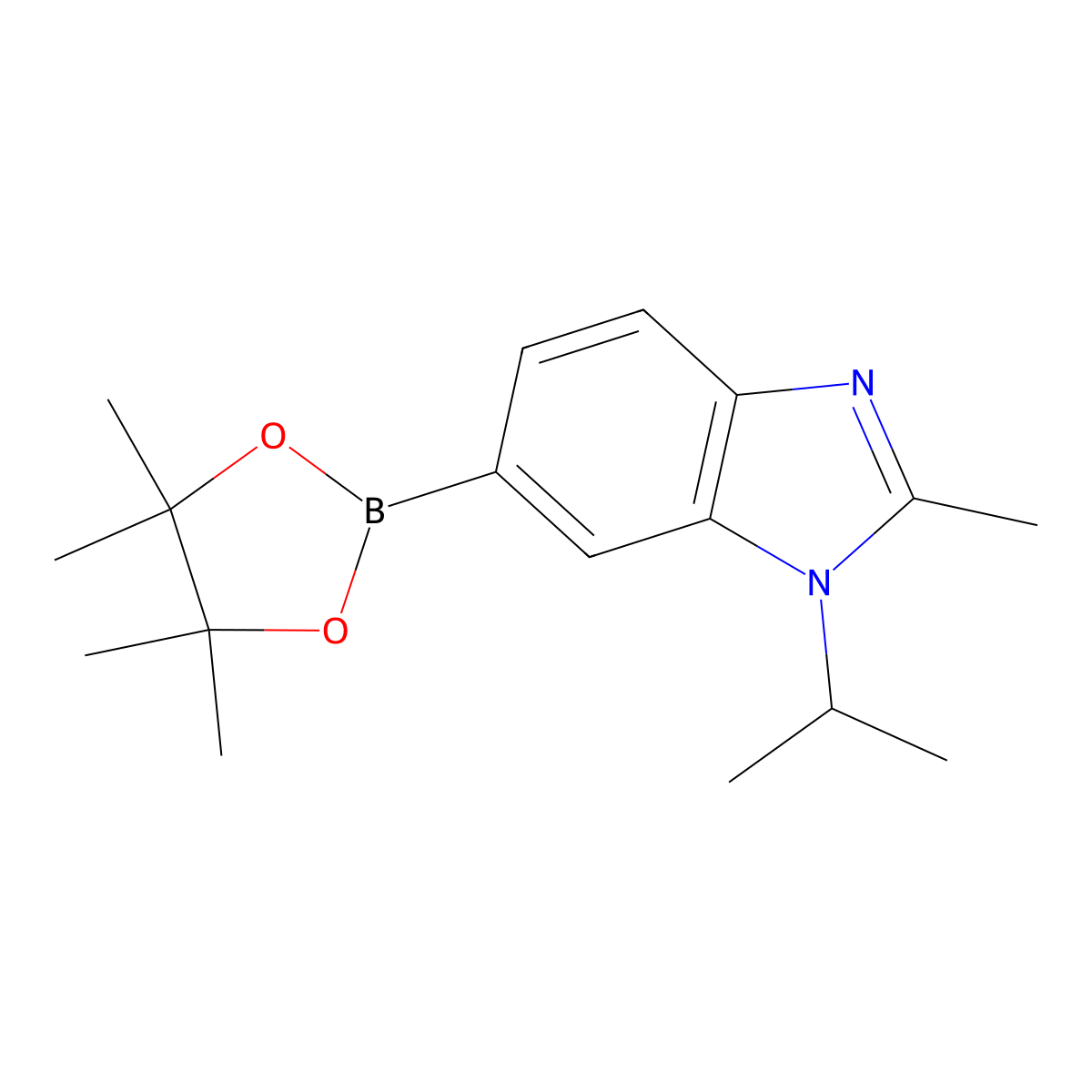 1-Isopropyl-2-methyl-6-(4,4,5,5-tetramethyl-1,3,2-dioxaborolan-2-yl)-1H-benzo[d]imidazole molecular structure, CAS 1873303-31-1