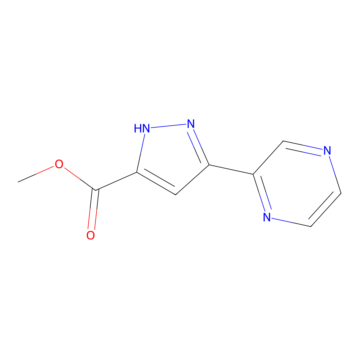 methyl 3-(pyrazin-2-yl)-1H-pyrazole-5-carboxylate molecular structure, CAS 1873310-01-0