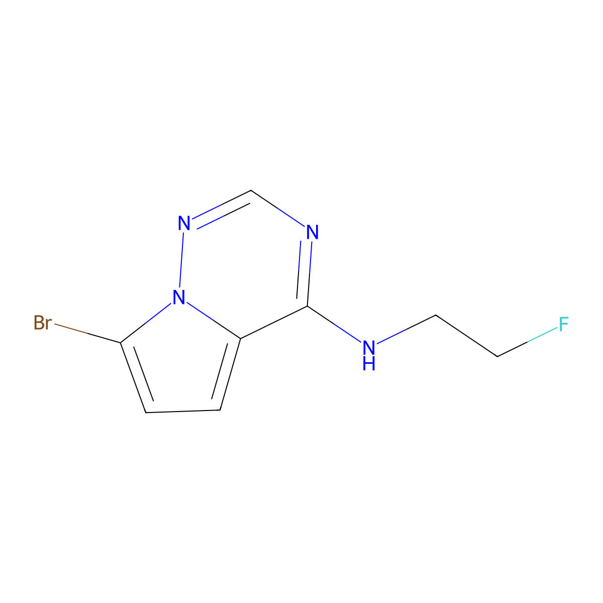 7-bromo-N-(2-fluoroethyl)pyrrolo[2,1-f][1,2,4]triazin-4-amine molecular structure, CAS 1873330-47-2