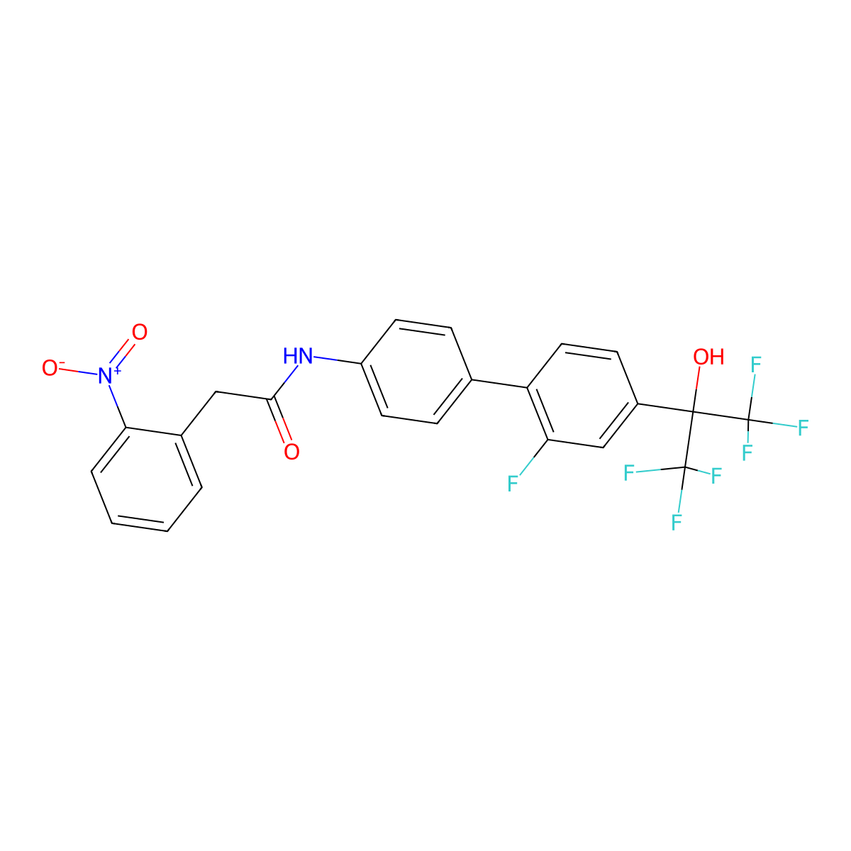 N-[2'-Fluoro-4'-[2,2,2-trifluoro-1-hydroxy-1-(trifluoromethyl)ethyl][1,1'biphenyl]-4-yl]-2-nitrobenzeneacetamide molecular structure, CAS 1873358-87-2