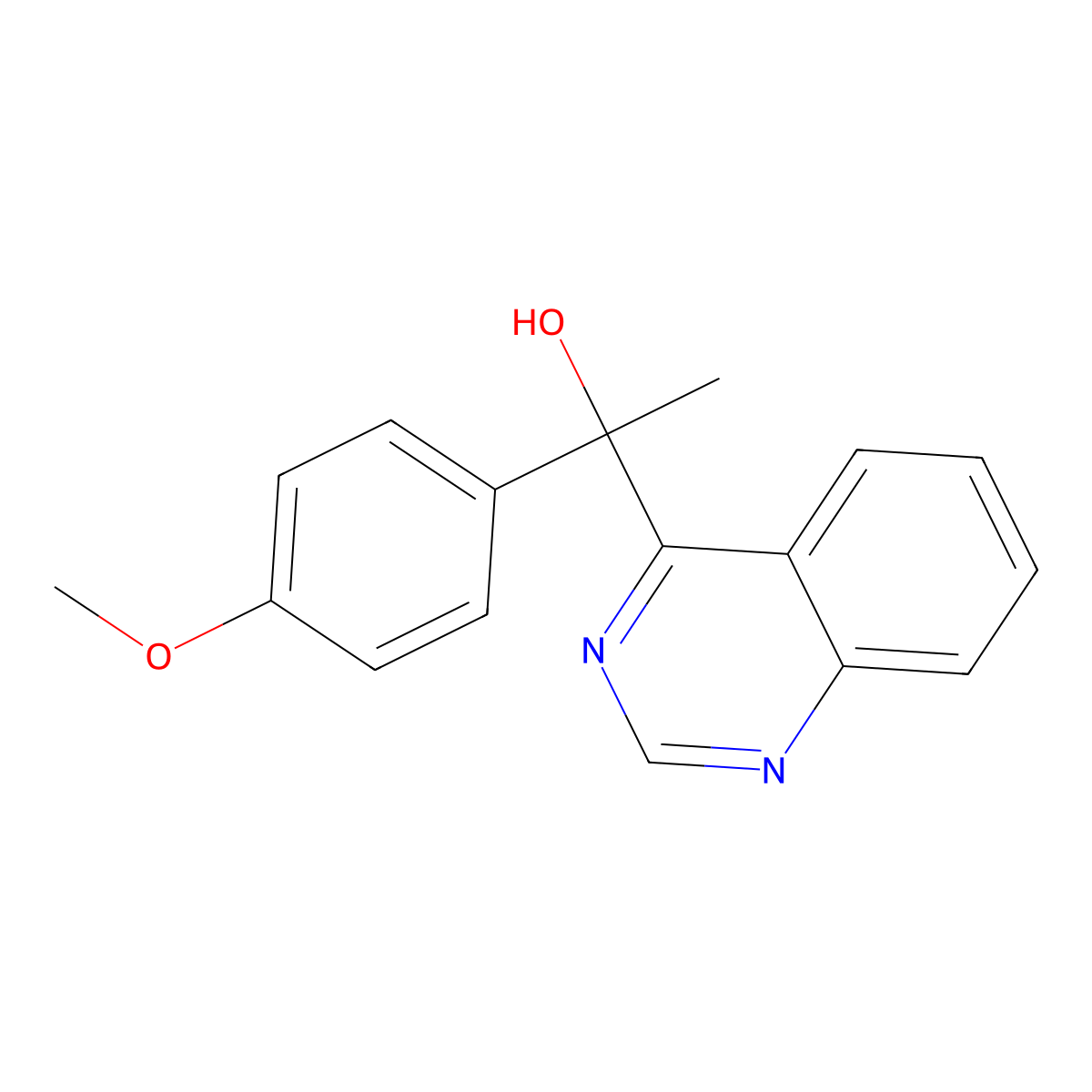 1-(4-Methoxyphenyl)-1-(quinazolin-4-yl)ethanol molecular structure, CAS 187336-16-9