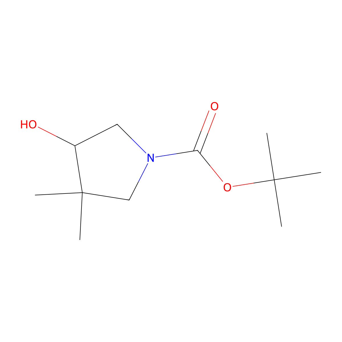 tert-butyl (4R)-4-hydroxy-3,3-dimethylpyrrolidine-1-carboxylate molecular structure, CAS 1873374-46-9