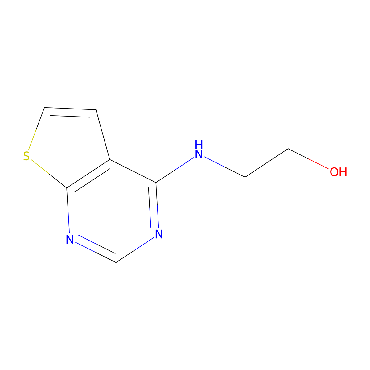 2-(Thieno[2,3-d]pyrimidin-4-ylamino)ethanol molecular structure, CAS 18734-91-3