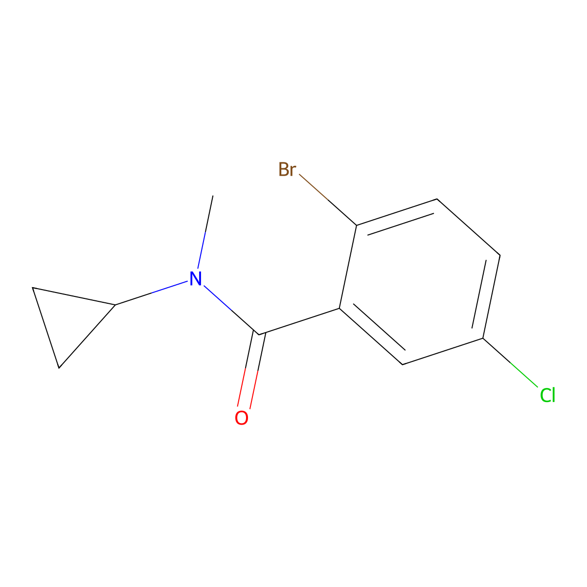 2-Bromo-5-chloro-N-cyclopropyl-N-methylbenzamide molecular structure, CAS 1873444-69-9