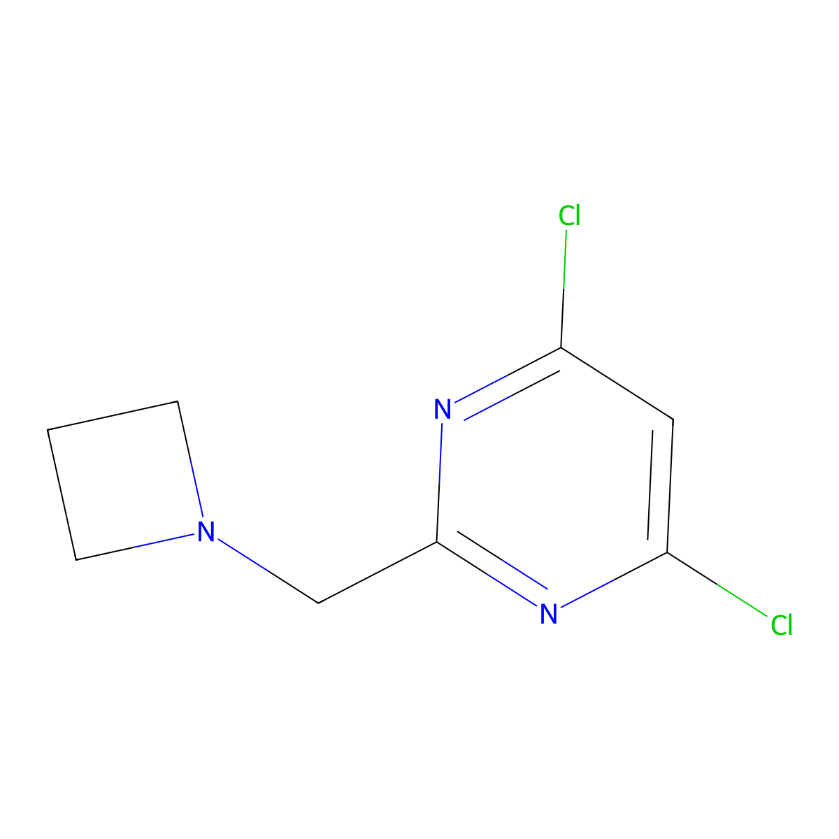 2-[(Azetidin-1-yl)methyl]-4,6-dichloropyrimidine molecular structure, CAS 1873475-39-8