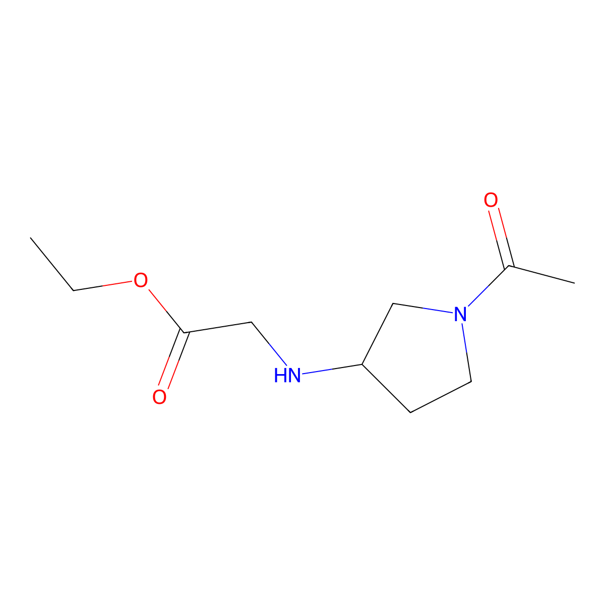 Ethyl 2-[(1-acetylpyrrolidin-3-yl)amino]acetate molecular structure, CAS 1873533-22-2