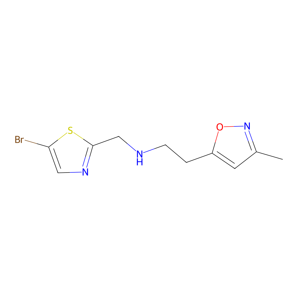 [(5-Bromo-1,3-thiazol-2-yl)methyl][2-(3-methyl-1,2-oxazol-5-yl)ethyl]amine molecular structure, CAS 1873555-56-6