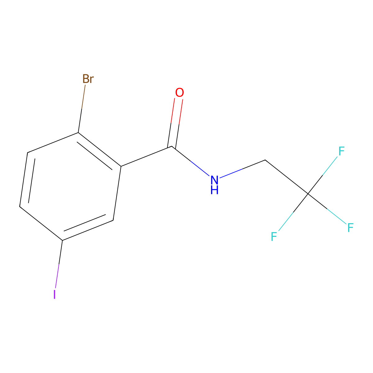 2-Bromo-5-iodo-N-(2,2,2-trifluoroethyl)benzamide molecular structure, CAS 1873559-17-1