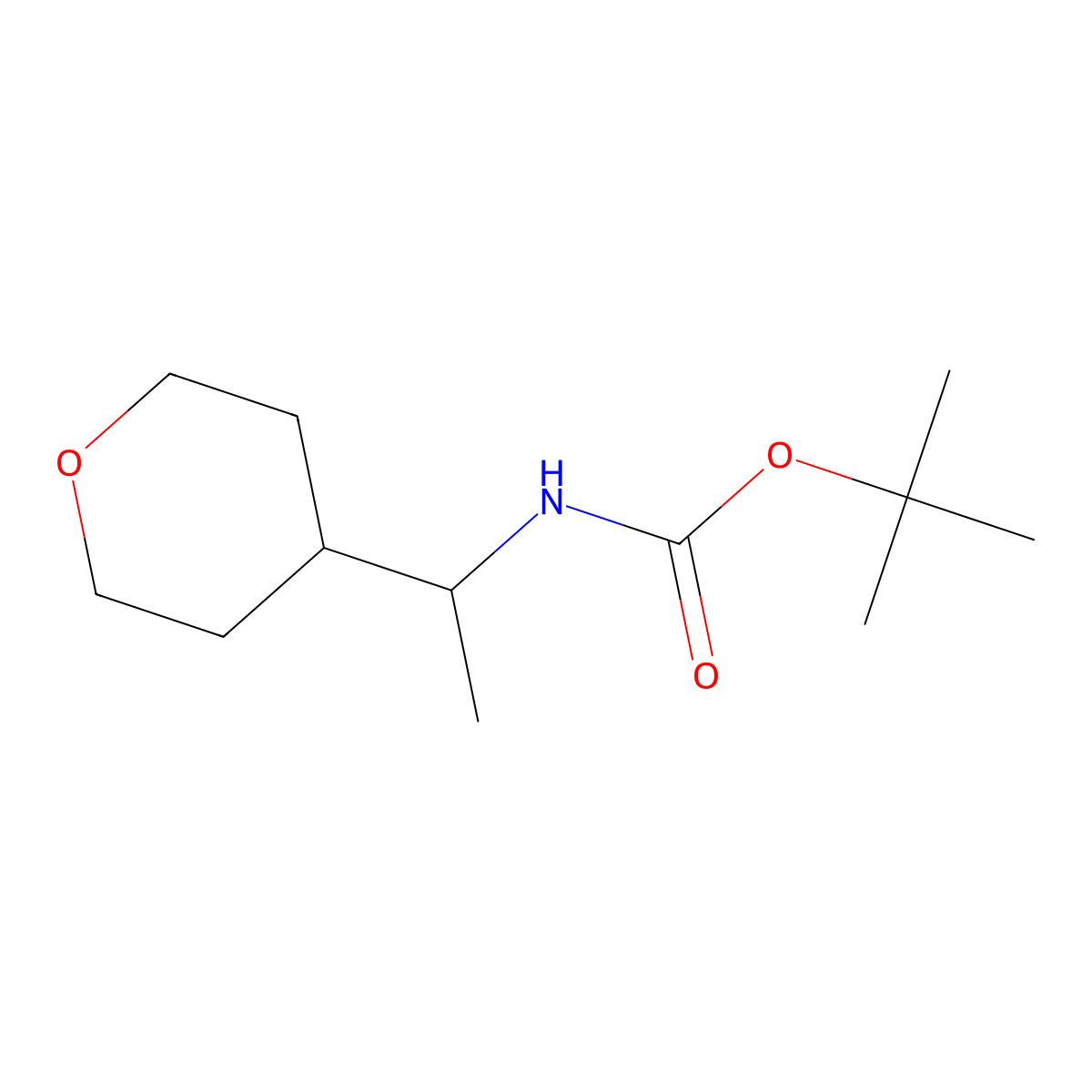 tert-butyl 1-(tetrahydro-2H-pyran-4-yl)ethylcarbamate molecular structure, CAS 1873559-33-1
