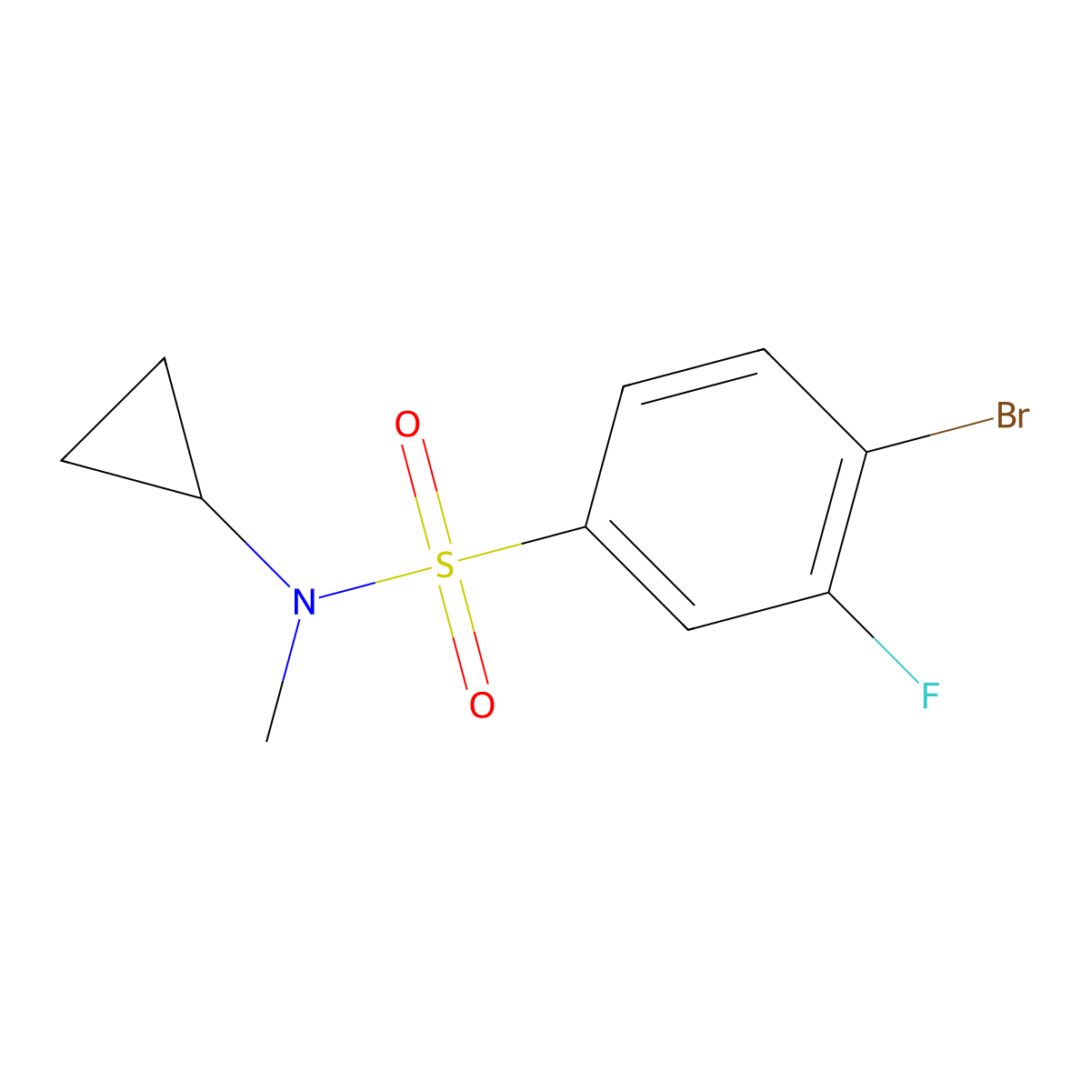 4-Bromo-N-cyclopropyl-3-fluoro-N-methylbenzenesulfonamide molecular structure, CAS 1873560-43-0