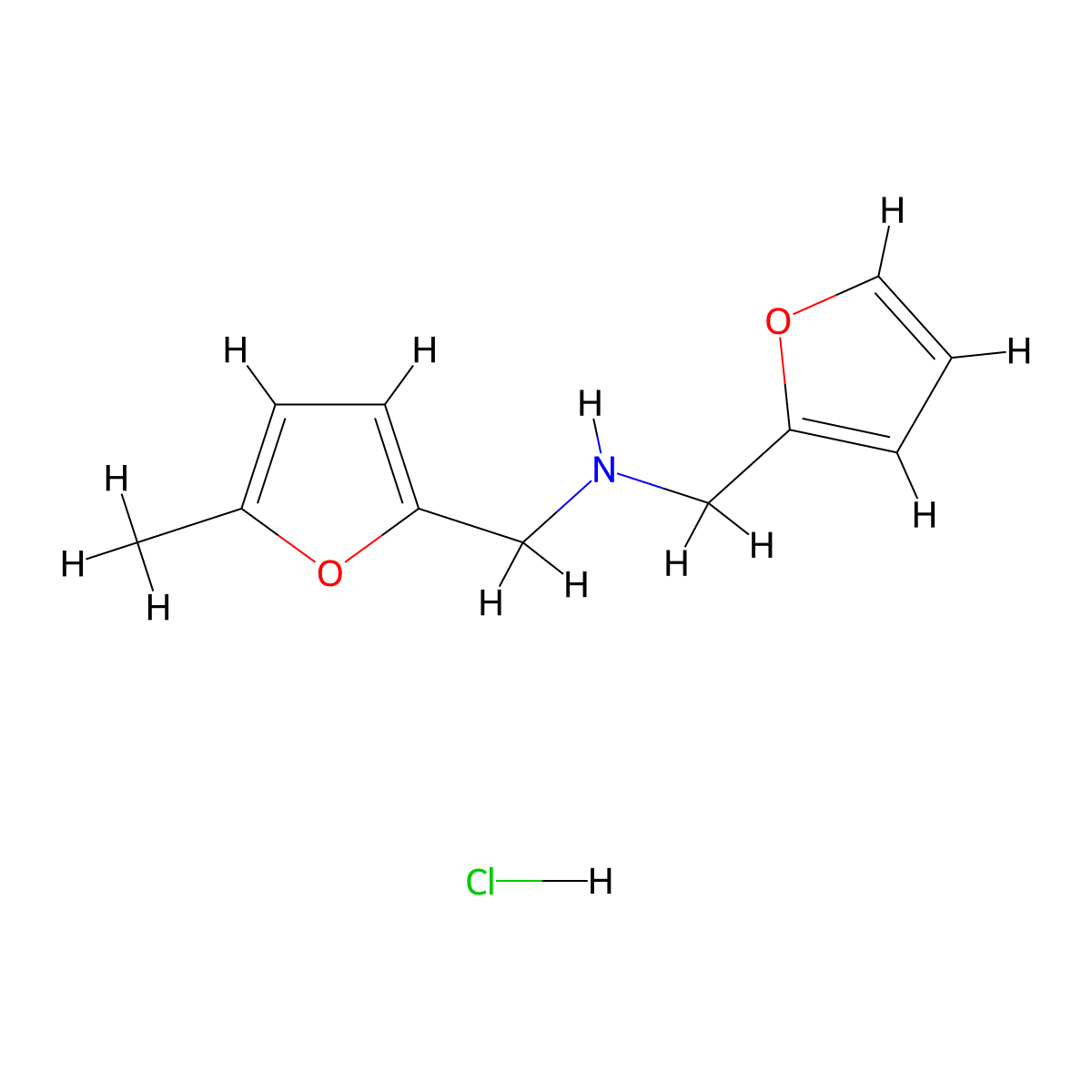 [(Furan-2-yl)methyl][(5-methylfuran-2-yl)methyl]amine hydrochloride molecular structure, CAS 1873567-01-1