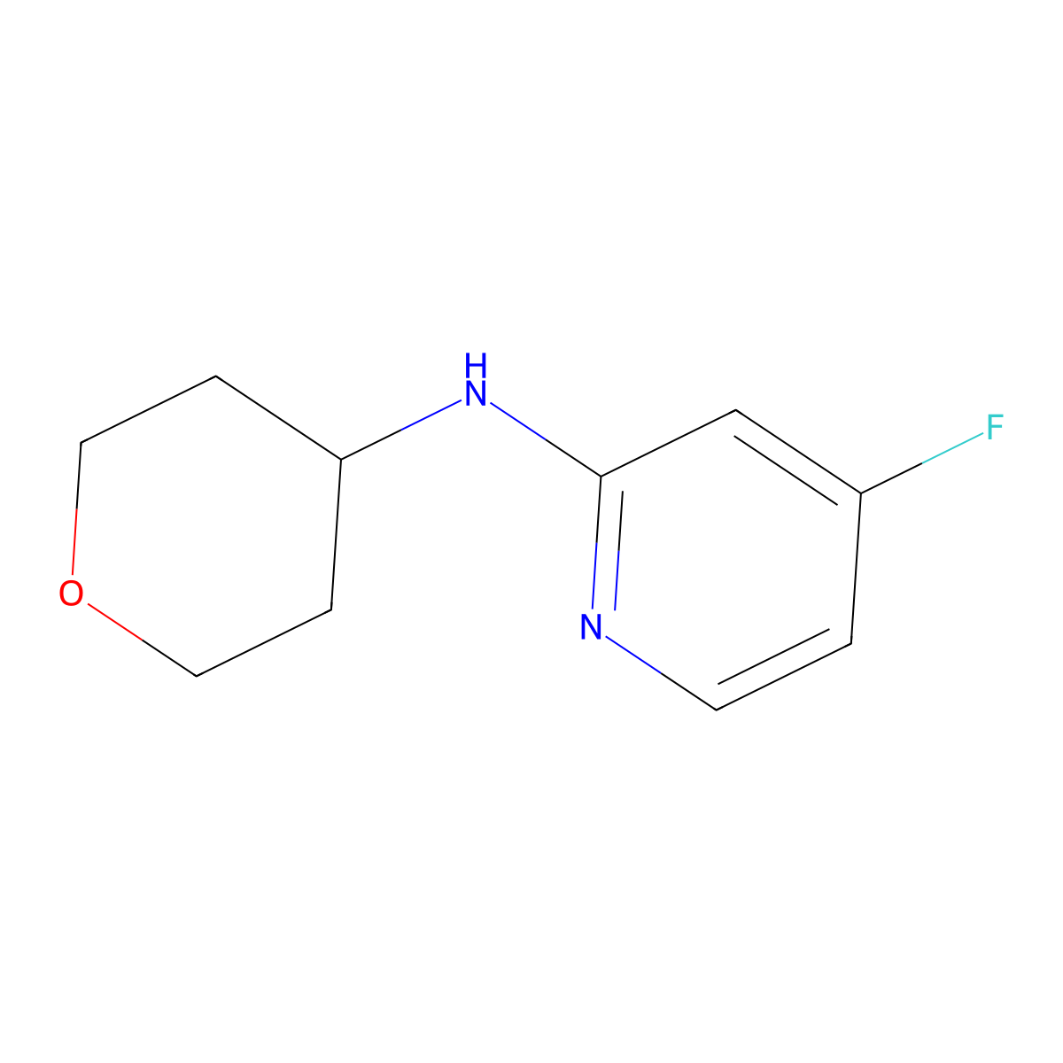 4-fluoro-N-(tetrahydro-2H-pyran-4-yl)pyridin-2-amine molecular structure, CAS 1873581-38-4
