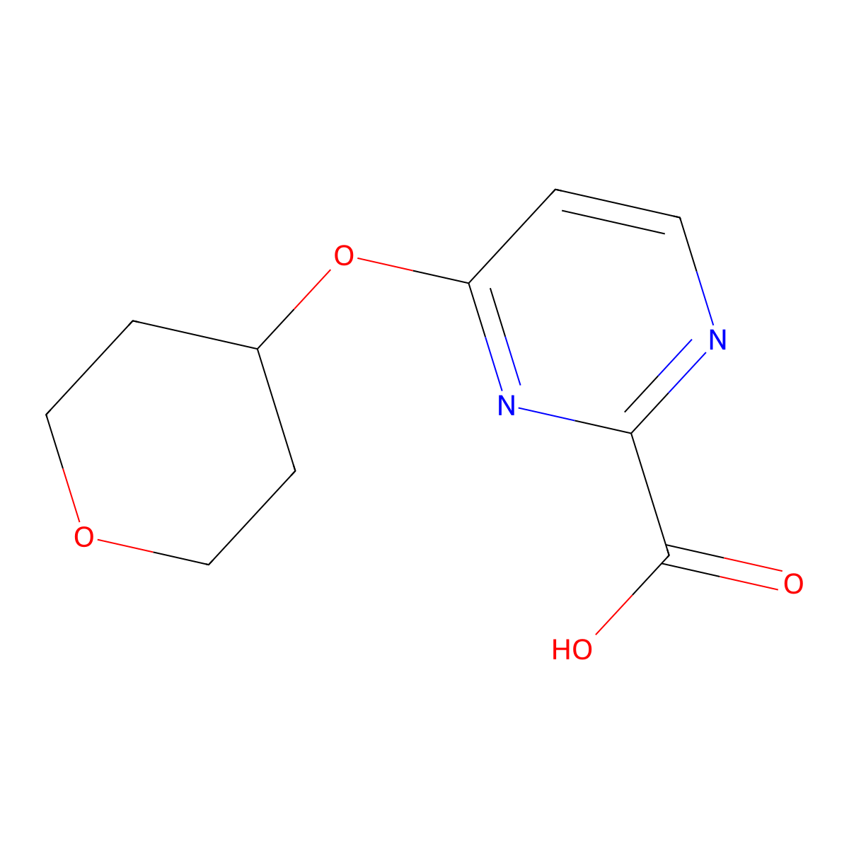 4-(Tetrahydro-2H-pyran-4-yloxy)pyrimidine-2-carboxylic acid molecular structure, CAS 1873589-45-7