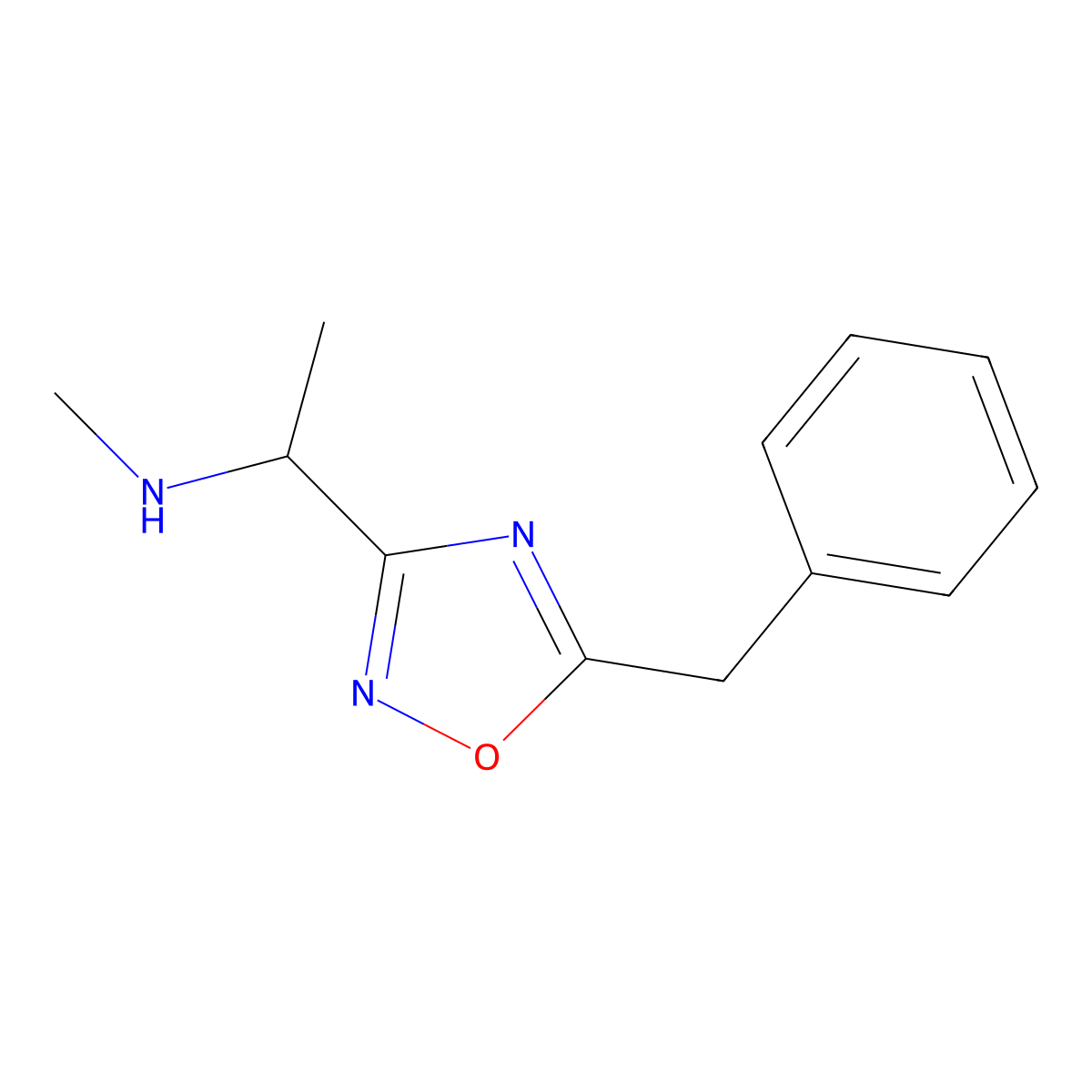 [1-(5-Benzyl-1,2,4-oxadiazol-3-yl)ethyl](methyl)amine molecular structure, CAS 1873635-62-1