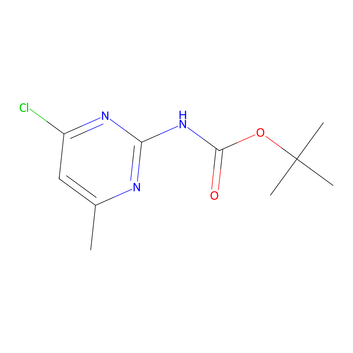 tert-butyl N-(4-chloro-6-methylpyrimidin-2-yl)carbamate molecular structure, CAS 1873684-41-3