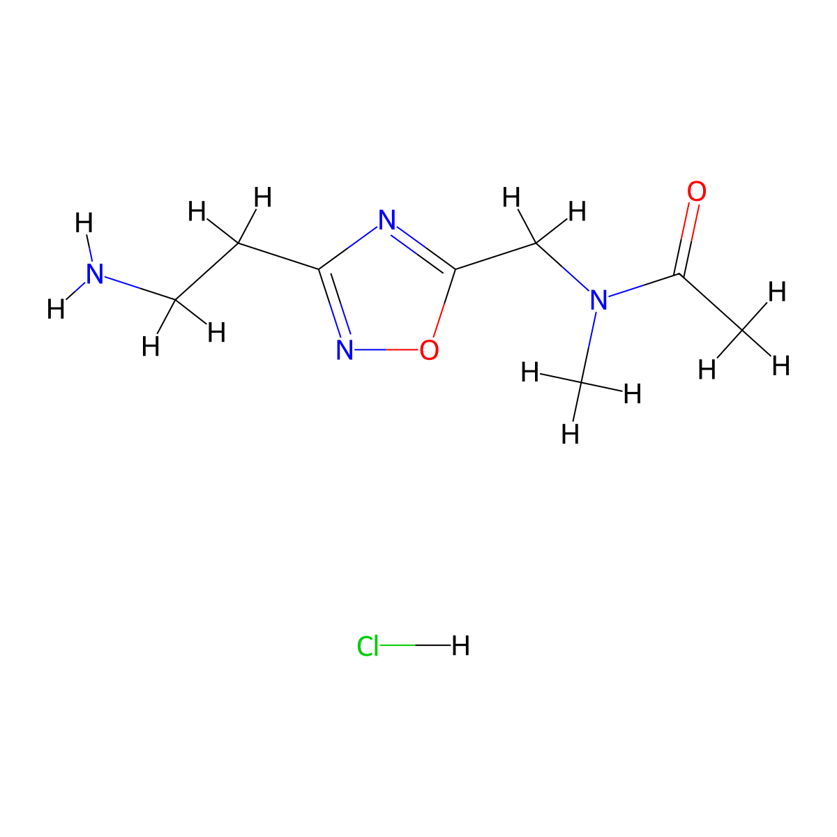 N-((3-(2-aminoethyl)-1,2,4-oxadiazol-5-yl)methyl)-N-methylacetamide hydrochloride molecular structure, CAS 1873772-70-3