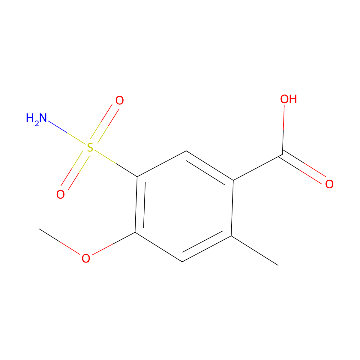 4-Methoxy-2-methyl-5-sulfamoylbenzoic acid molecular structure, CAS 1873790-66-9