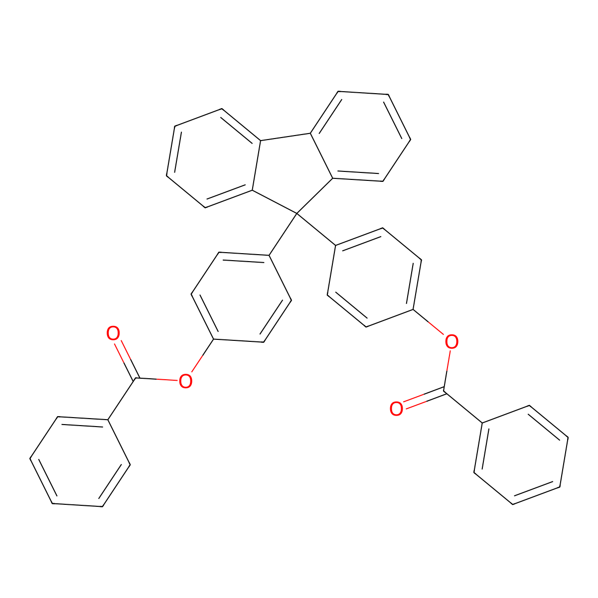 4-{9-[4-(Benzoyloxy)phenyl]-9H-fluoren-9-YL}phenyl benzoate molecular structure, CAS 18738-10-8