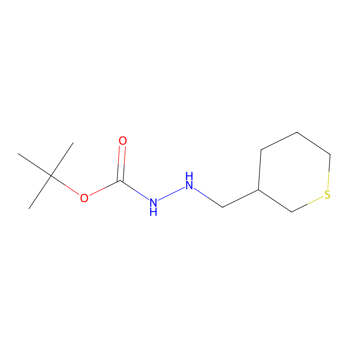 tert-Butyl 2-((tetrahydro-2H-thiopyran-3-yl)methyl)hydrazine-1-carboxylate molecular structure, CAS 1873883-56-7