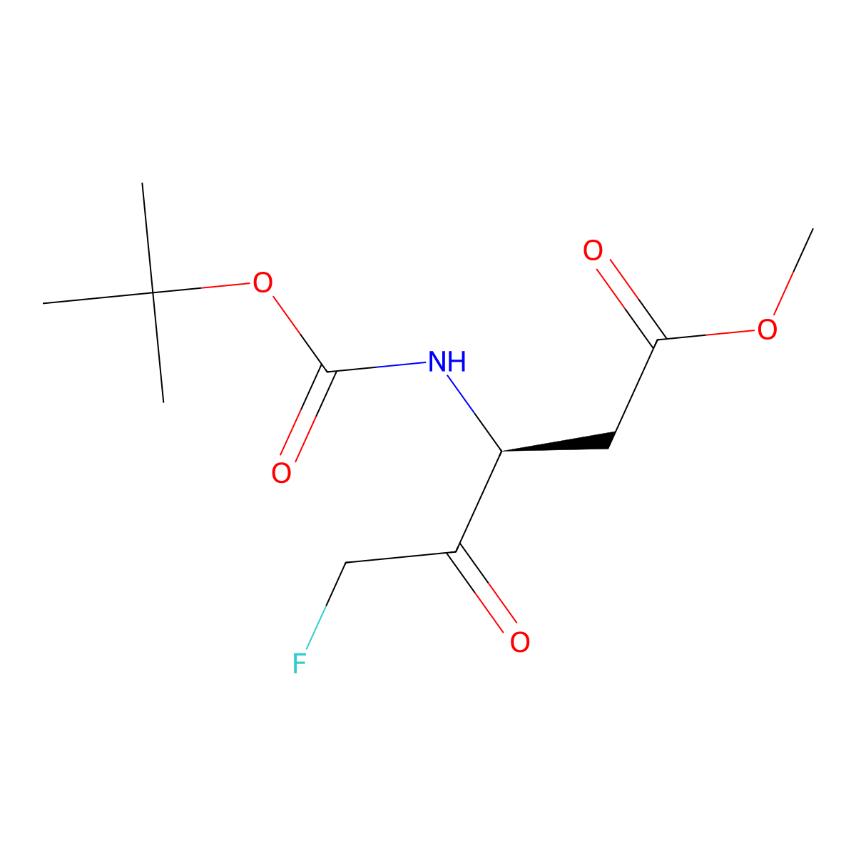 Methyl (3S)-3-(((1,1-dimethylethoxy)carbonyl)amino)-5-fluoro-4-oxopentanoate molecular structure, CAS 187389-53-3