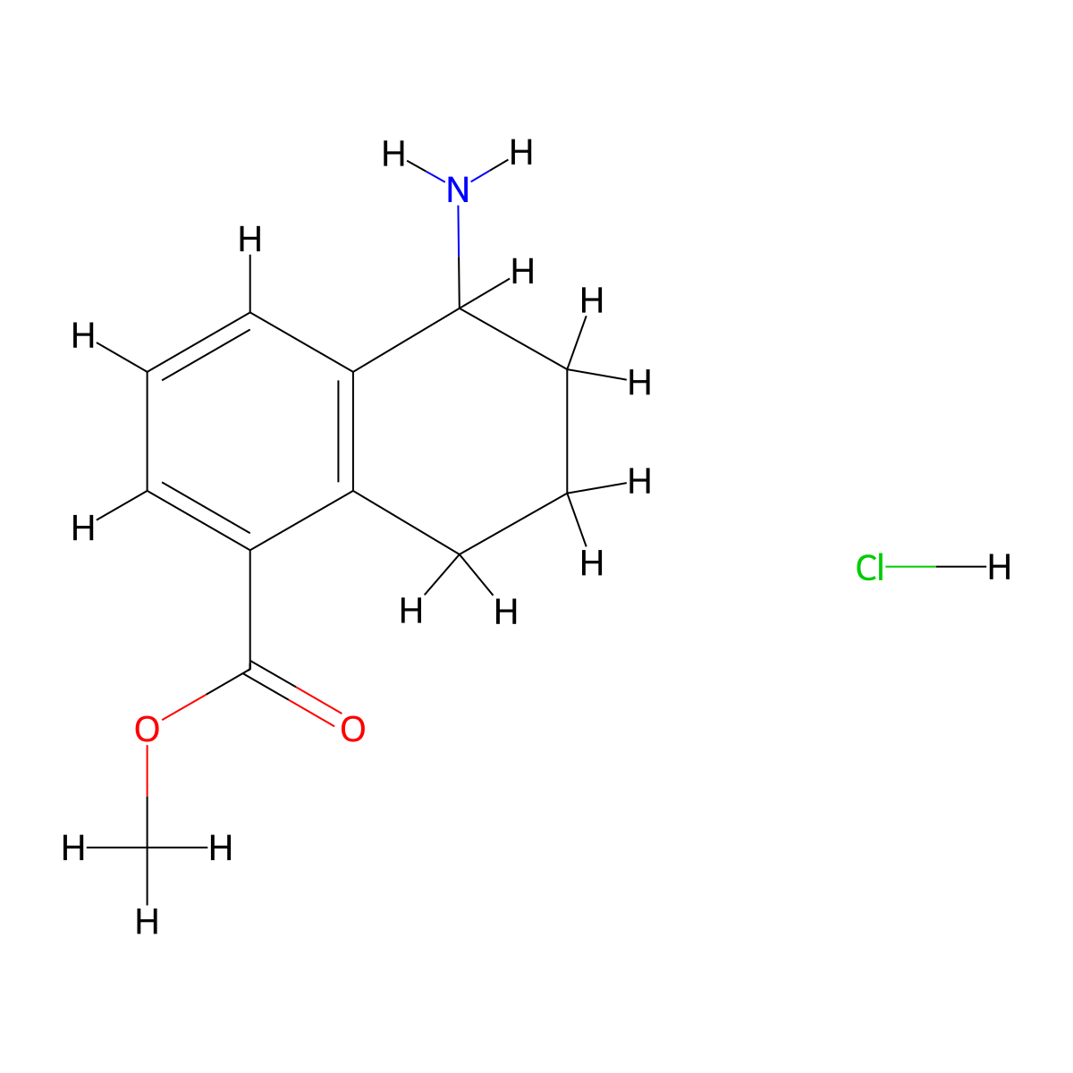 Methyl5-amino-5,6,7,8-tetrahydronaphthalene-1-carboxylatehydrochloride molecular structure, CAS 187389-87-3