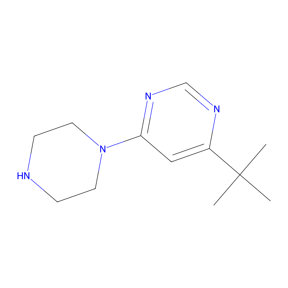 4-Tert-butyl-6-(piperazin-1-yl)pyrimidine molecular structure, CAS 1873897-29-0