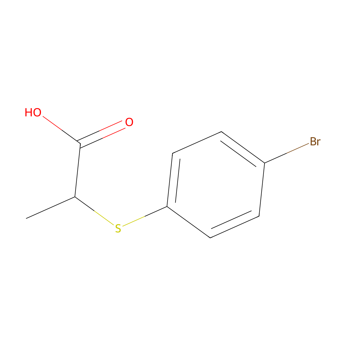 2-((4-Bromophenyl)sulfanyl)propanoic acid molecular structure, CAS 18739-77-0