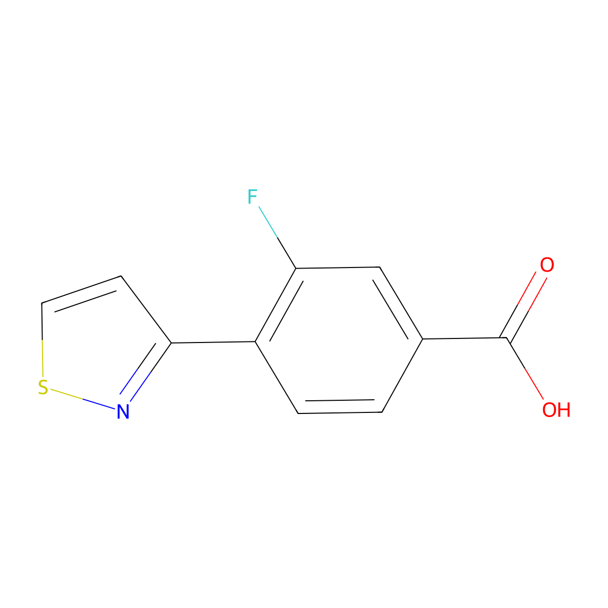 3-Fluoro-4-(1,2-thiazol-3-yl)benzoic acid molecular structure, CAS 1873910-77-0