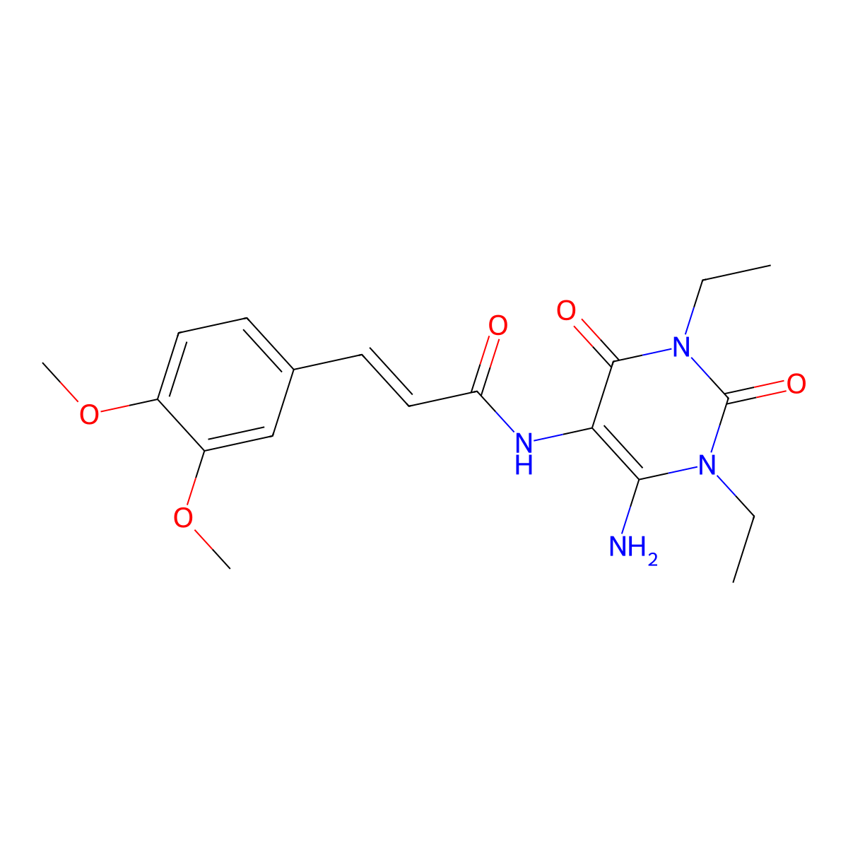 (E)-N-(6-Amino-1,3-diethyl-2,4-dioxo-1,2,3,4-tetrahydropyrimidin-5-yl)-3-(3,4-dimethoxyphenyl)acrylamide molecular structure, CAS 187393-68-6