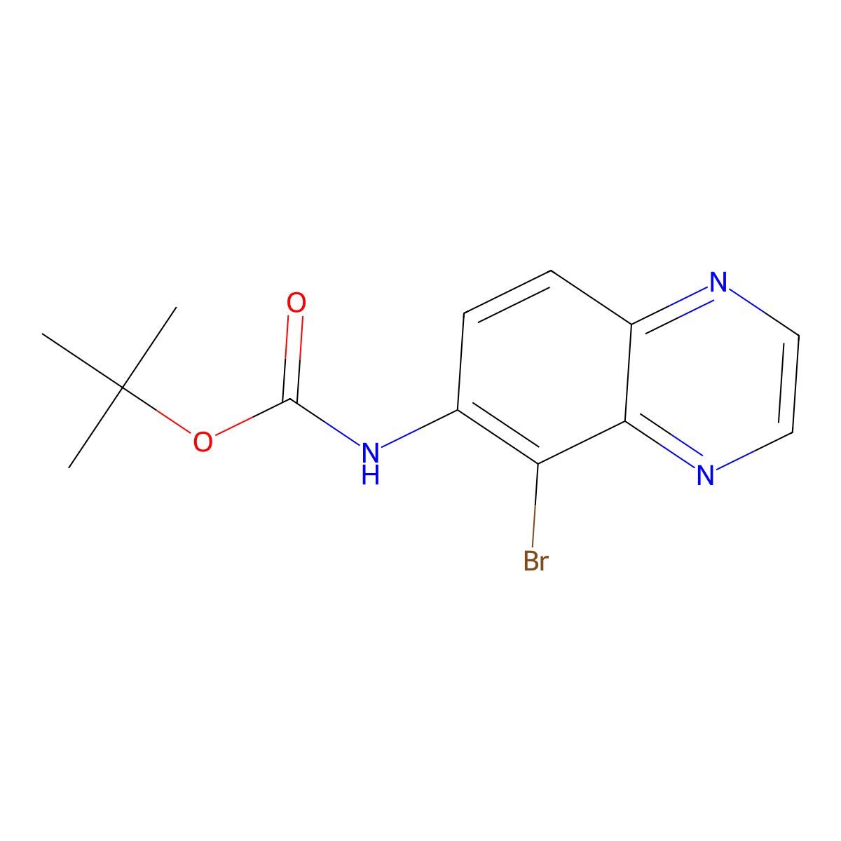tert-butyl N-(5-bromoquinoxalin-6-yl)carbamate molecular structure, CAS 1873940-01-2