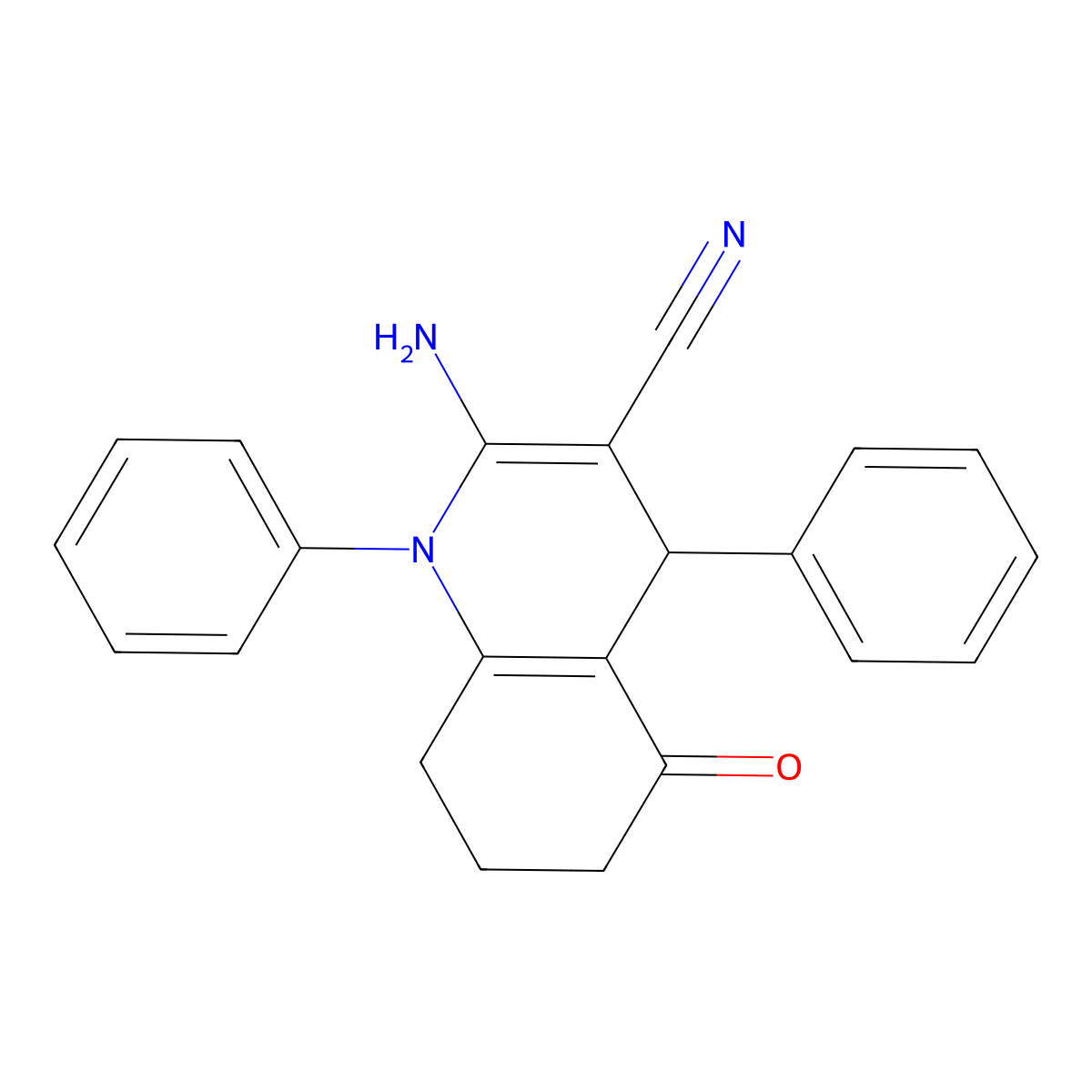 2-Amino-5-oxo-1,4-diphenyl-1,4,5,6,7,8-hexahydro-3-quinolinecarbonitrile molecular structure, CAS 187398-67-0
