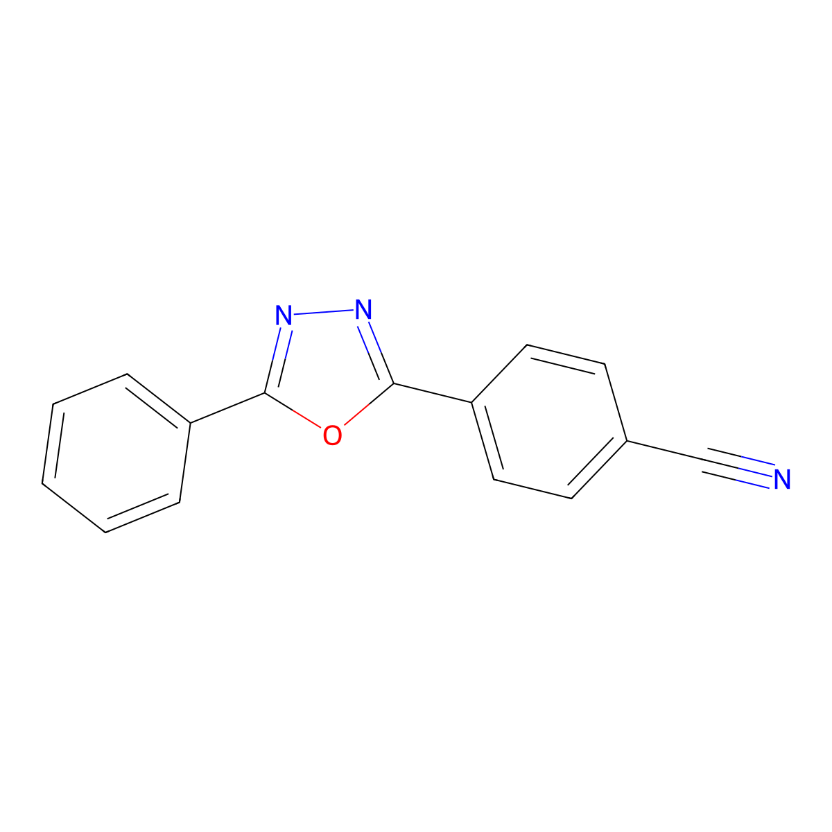 4-(5-Phenyl-1,3,4-oxadiazol-2-yl)benzonitrile molecular structure, CAS 1874-33-5