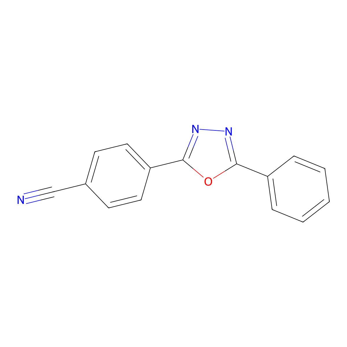 4-(5-Phenyl-1,3,4-oxadiazol-2-yl)benzonitrile molecular structure, CAS 1874-33-5