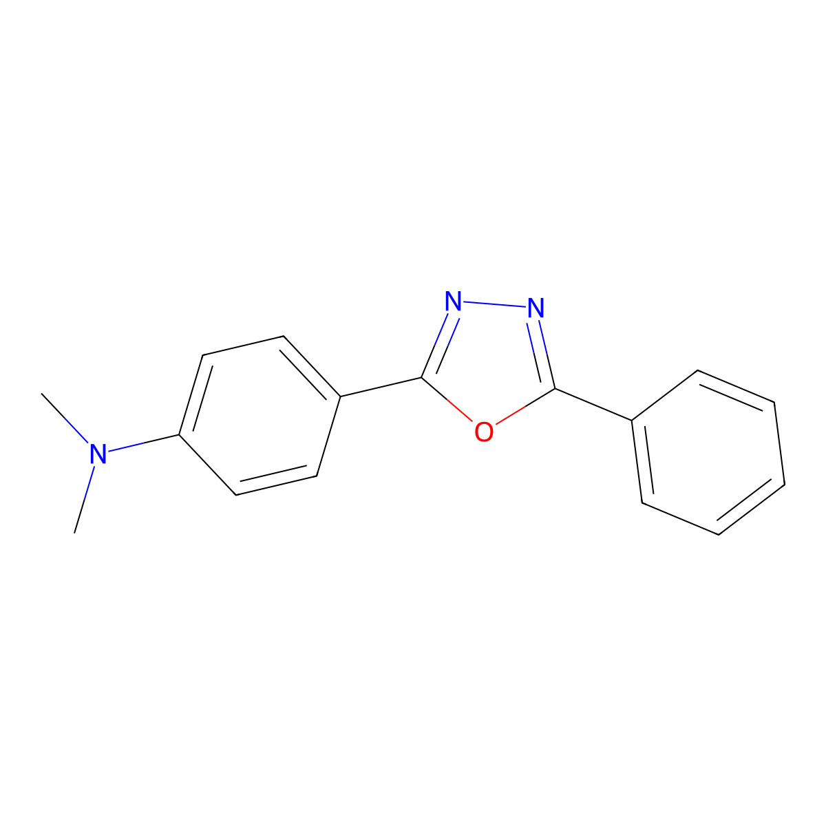 N,N-dimethyl-4-(5-phenyl-1,3,4-oxadiazol-2-yl)aniline molecular structure, CAS 1874-35-7