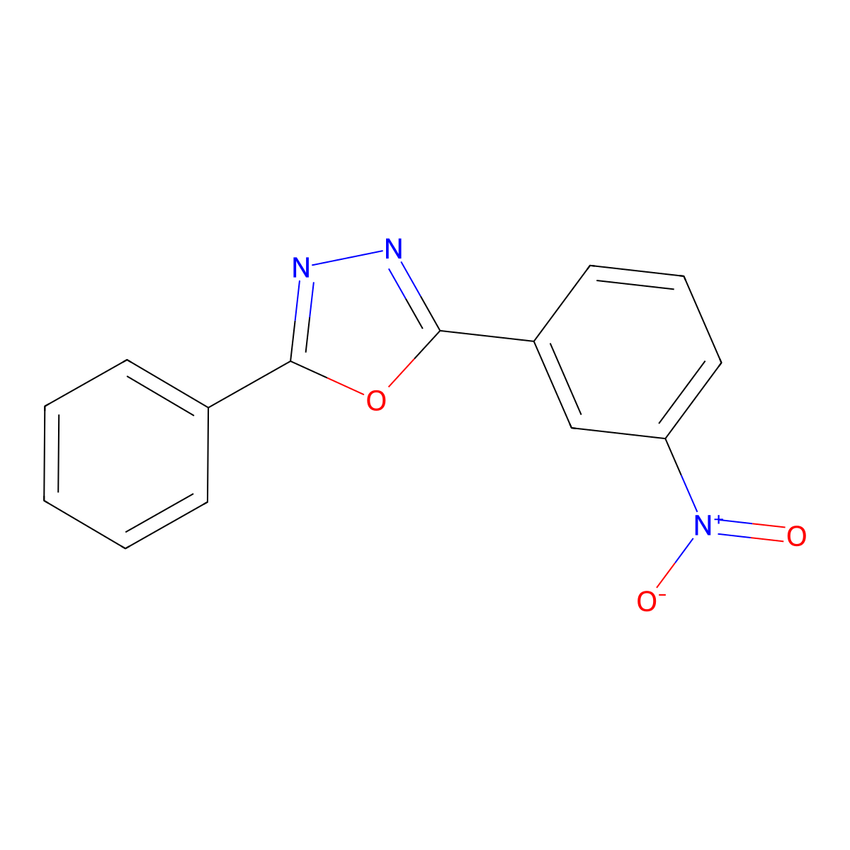 2-(3-Nitro-phenyl)-5-phenyl-(1,3,4)oxadiazole molecular structure, CAS 1874-38-0