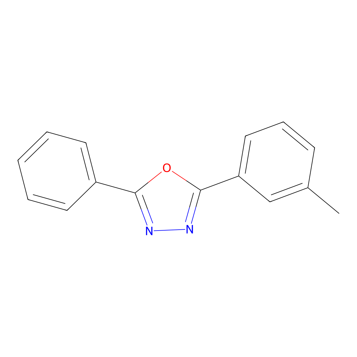 2-(3-Methylphenyl)-5-phenyl-1,3,4-oxadiazole molecular structure, CAS 1874-39-1