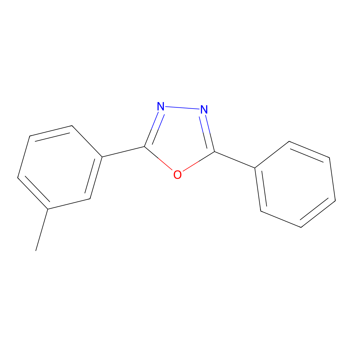 2-(3-Methylphenyl)-5-phenyl-1,3,4-oxadiazole molecular structure, CAS 1874-39-1